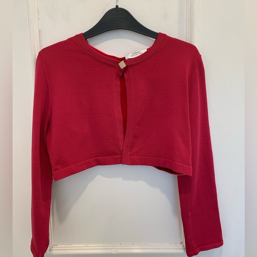 Versace Collection cropped knit cardigan. Size 42 (6 U.S.)